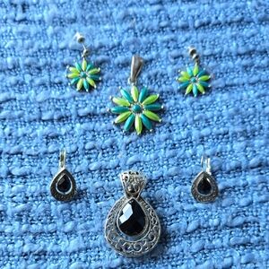 Elegant Silver and Black Jewelry Set